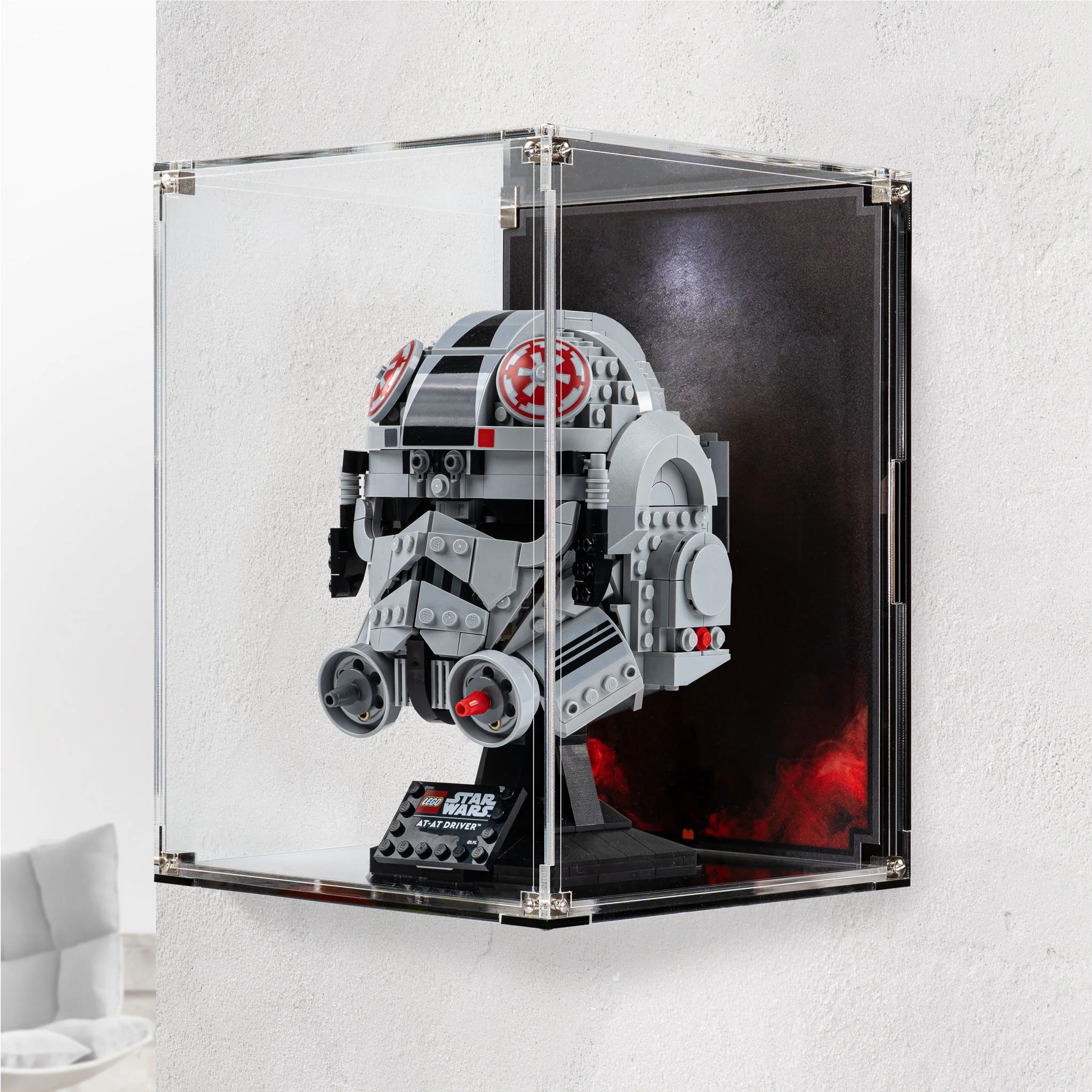 Wall-Mounted Display Case for LEGO® Star Wars: AT-AT Driver Helmet (75429)